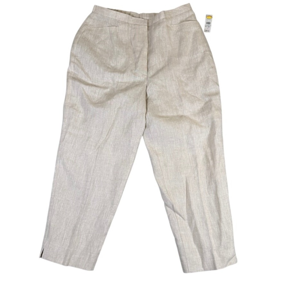 NWT Talbots Petites Beige Linen Blend Straight Leg Pants Size 16P NWT